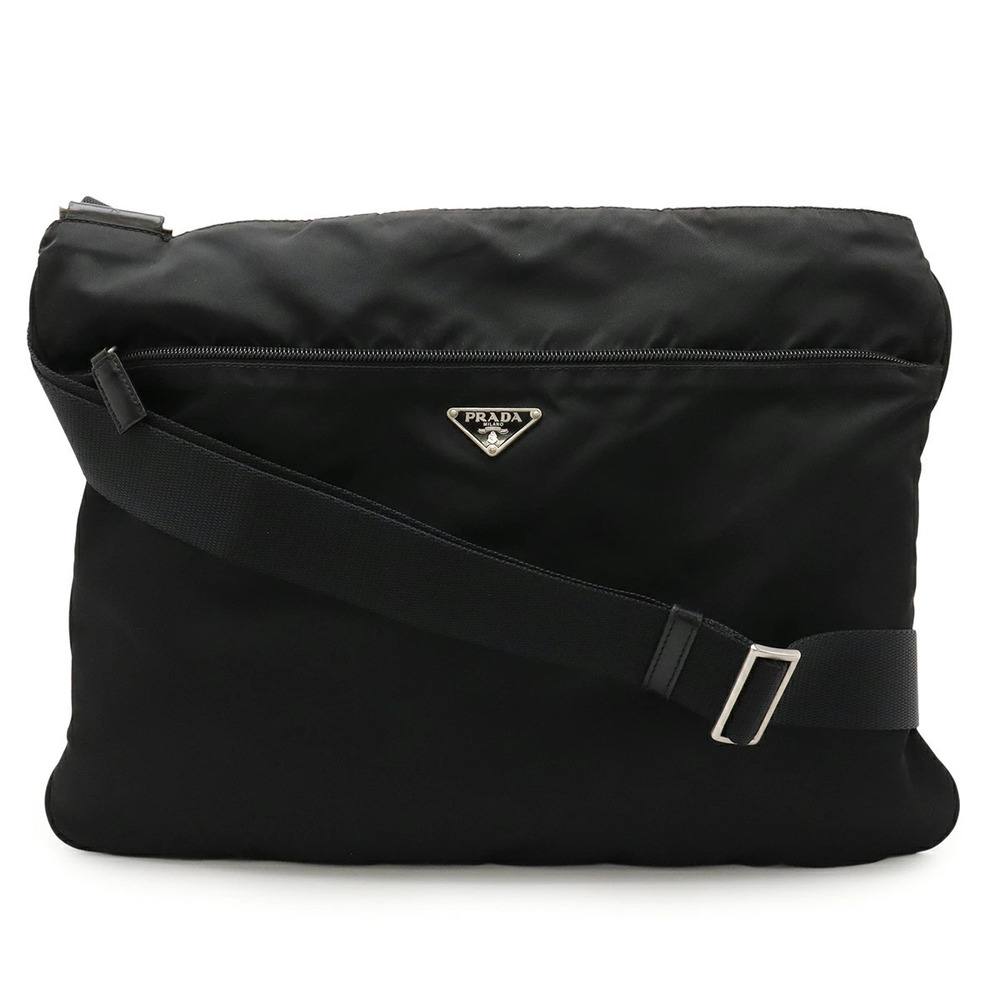 Prada Triangle Crossbody Bag Leather Black Nero Black